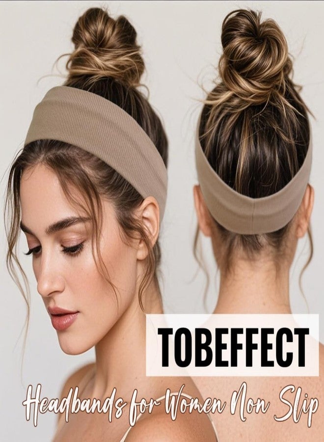 Tobeffect Headbands for Women Non Slip - Fashion Yoga Sports Hair Bands for Women's Hair, Soft Elastic Cotton Cloth Sweat Headbands for Women for Workout Running Daily Black Gray 6PCS - Image 2